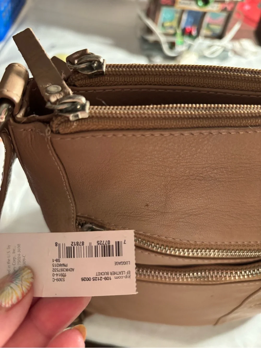 Leather Crossbody Bag in Taupe
